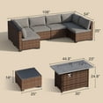 thumbnail image 6 of Noelse 8-Piece Patio Furniture Set with 50,000 BTU Propane Fire Pit Table, PE Rattan Outdoor Conversation Sectional Sofa Set, Grey, 6 of 9