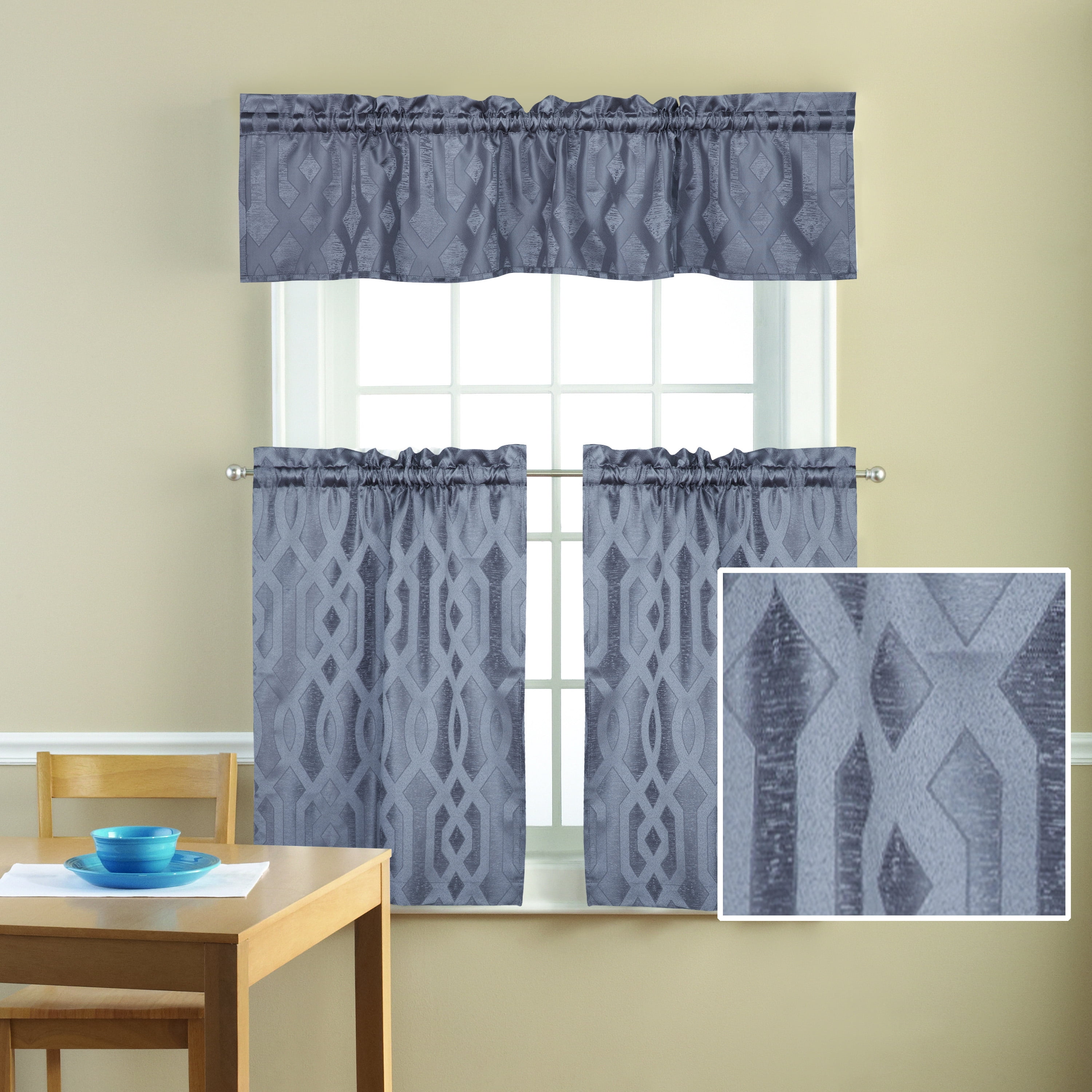 Mainstays Jacquard Kitchen Curtains Walmartcom