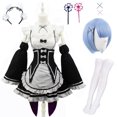 thumbnail image 3 of Anime Ram Rem disfraz de sirvienta Lolita Cosplay Vestido Re:zero Kara Hajimeru Isekai Seikatsu disfraces de Halloween para mujeres Vestido Loli, 3 of 5