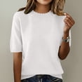 thumbnail image 4 of Business Casual Tops for Women Short Sleeve Pullover Spring 2026 Fashion Neck Knitted Shirt Elegant Lightweight Pullover Cute Summer Tops1 PC, 4 of 4
