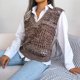 thumbnail image 4 of Chaleco de punto con cuello en V y giro de color europeo y americano para otoño e invierno, ropa de mujer, 4 of 5