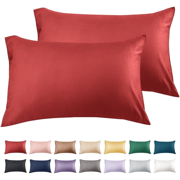 Warmstar 100% Cotton Pillow Cases King Size Set of 2, 600 Thread Count Pillowcases 20x36 Inches, Soft Long Staple Cotton Pillowcases Breathable with Envelope Closure,Red