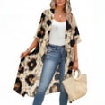 thumbnail image 6 of Xdegoge Kimono Cardigans for Women Open Front Half Sleeve Boho Tropical Print Cover Up Sheer Chiffon Duster Lightweight Summer Casual Daily Outerwear, 6 of 9