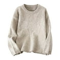 thumbnail image 4 of SGMVNU Womens Soft Fuzzy Knit Sweater Oversized Cozy Knitted Pullover Tops Long Sleeve Casual Crewneck Sweaters Fall Winter Clothes Brown S, 4 of 4