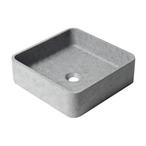 ALFI ABCO16S 16 in. Solid Concrete Chiseled Style Square Above Mount Vessel Sink, Gray Matte