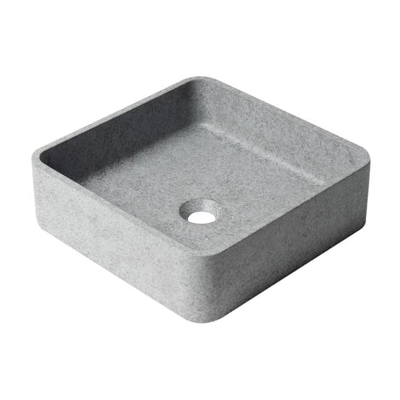 ALFI ABCO16S 16 in. Solid Concrete Chiseled Style Square Above Mount Vessel Sink, Gray Matte