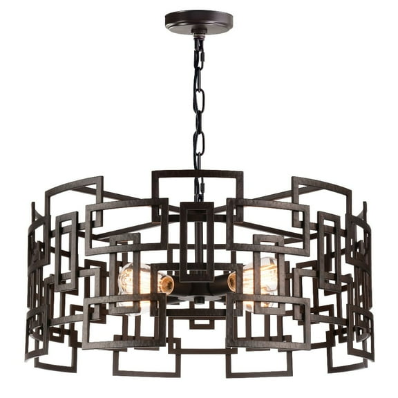 CWI Lighting Litani 4 Light Down Contemporary Metal Chandelier in Brown