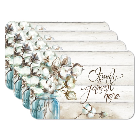 CounterArt "Family Gathers" 4 Pack Reversible Flexible Plastic Tabletop Placemats