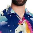 thumbnail image 5 of Robot Unicorn Attack Men's Short Sleeve Poplin Shirt, Casual Printed Button Down Top for Summer Beach, Spread Collar Unisex Beach Shirt, 5 of 6