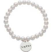 Personalized Planet Girl's Fresh Water Pearl Bracelet with Engravable Name Disc Charm