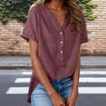 thumbnail image 2 of Ashirexll Womens Casual Tops, Casual Loose Solid Color V-Neck Short Sleeve T Shirts, 2 of 7