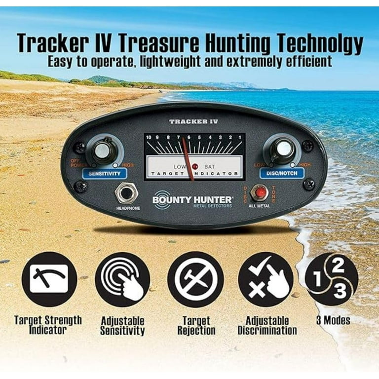 Bounty Hunter Tracker IV Metal Detector, Waterproof, 3 Modes, High