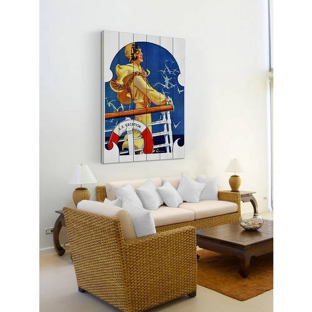 Marmont Hill "S.S. Vacation" Painting Print on White Wood