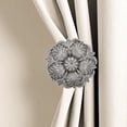 thumbnail image 2 of MERIVILLE Set of 2 Fleur Window Drapery Medallion Holdbacks, Curtain Tiebacks, Wall Hook, Tassel Holder, Pewter, 2 of 5