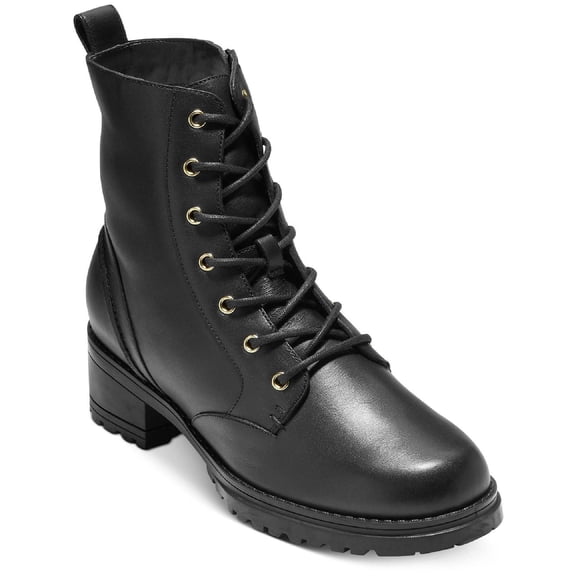 Cole Haan Womens Camea Faux Leather Ankle Combat & Lace-up Boots