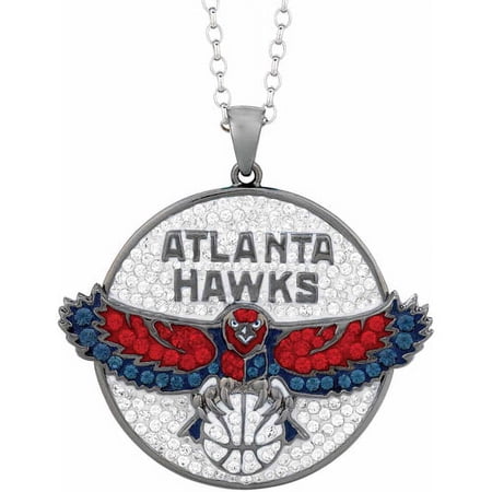 Men's Swarovski Crystal Stainless Steel Atlanta Hawks Medallion Pendant, 24