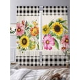thumbnail image 3 of Spring Floral Sheer Curtains 96 Inch Length 2 Panels Set Window Treatments, Sunflower Black White Plaid Pastoral Rustic Rod Pocket Semi Curtains for Living Room/Bedroom/Kitchen Décor, 104"W x 96"L, 3 of 7