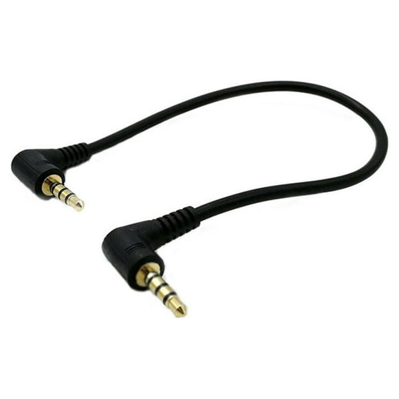 EeaseMX Cable de audio de doble codo de 15 cm, macho a macho de 3,5 mm, cable de extensión auxiliar para coche (negro)