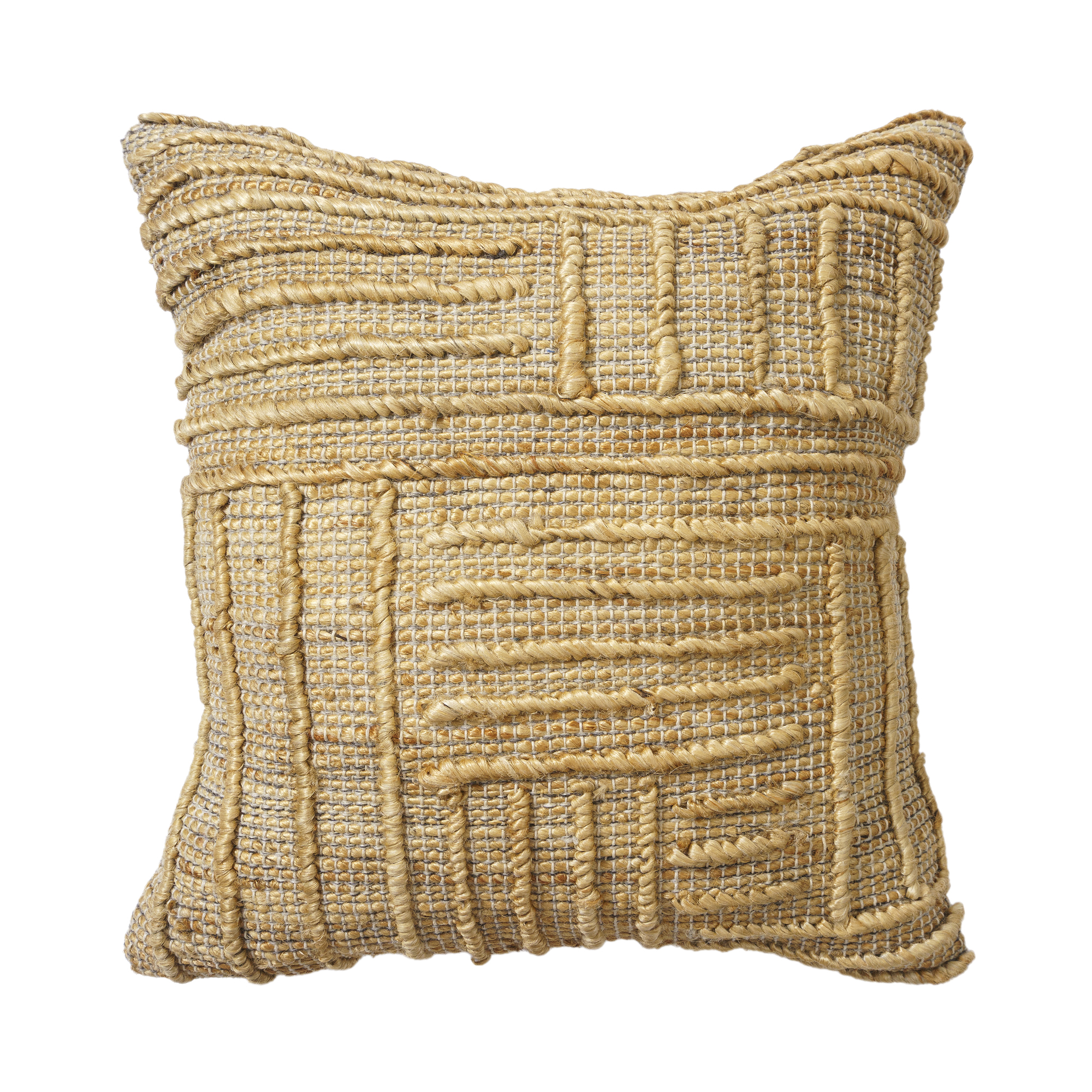 Ox Bay Pippa Striped Farmhouse Jute Hand Woven Throw Pillow, Natural, 22" x 22"