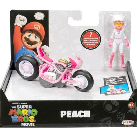 Super Mario Bros Movie 2.5 inch Princess Peach Action Figure with Pull Back Racer