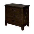 thumbnail image 3 of CoSoTower Rustic Style Dark Walnut Finish 1pc Nightstand Bedroom Furniture Solid Wood 3-Drawers Bedside Table Black Bar Pulls, 3 of 6