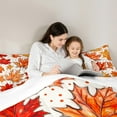 thumbnail image 2 of Manfei Orange Maple Leaf Bedding Sets King with Comforter, Fall Autumn Duvet Insert, Plant Botanical Comforter Sets King Size, Microfiber Room Decor, 3 Pieces, 2 of 8