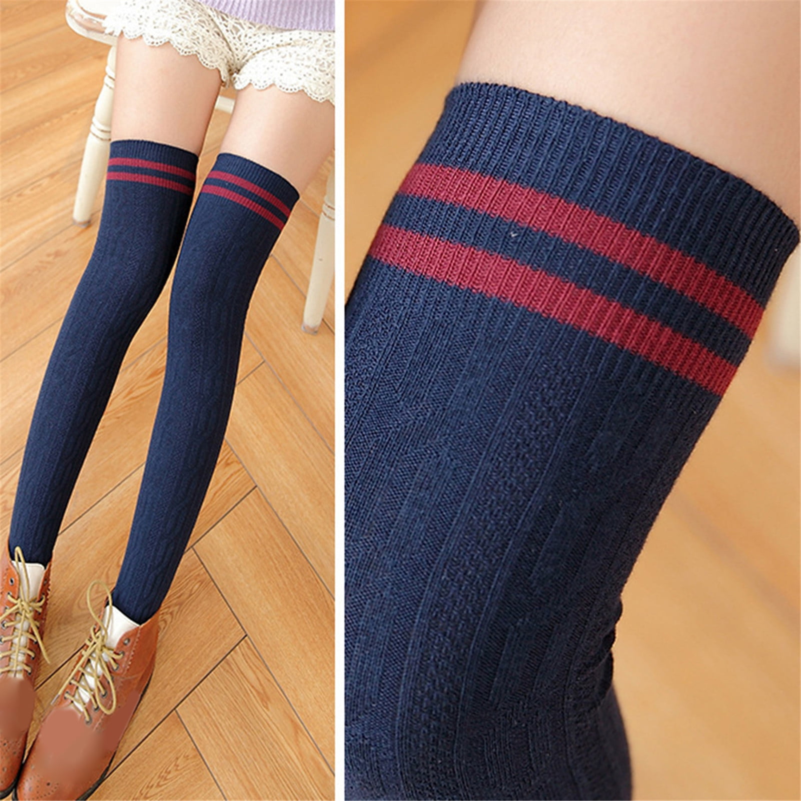 Blue over the knee socks sale