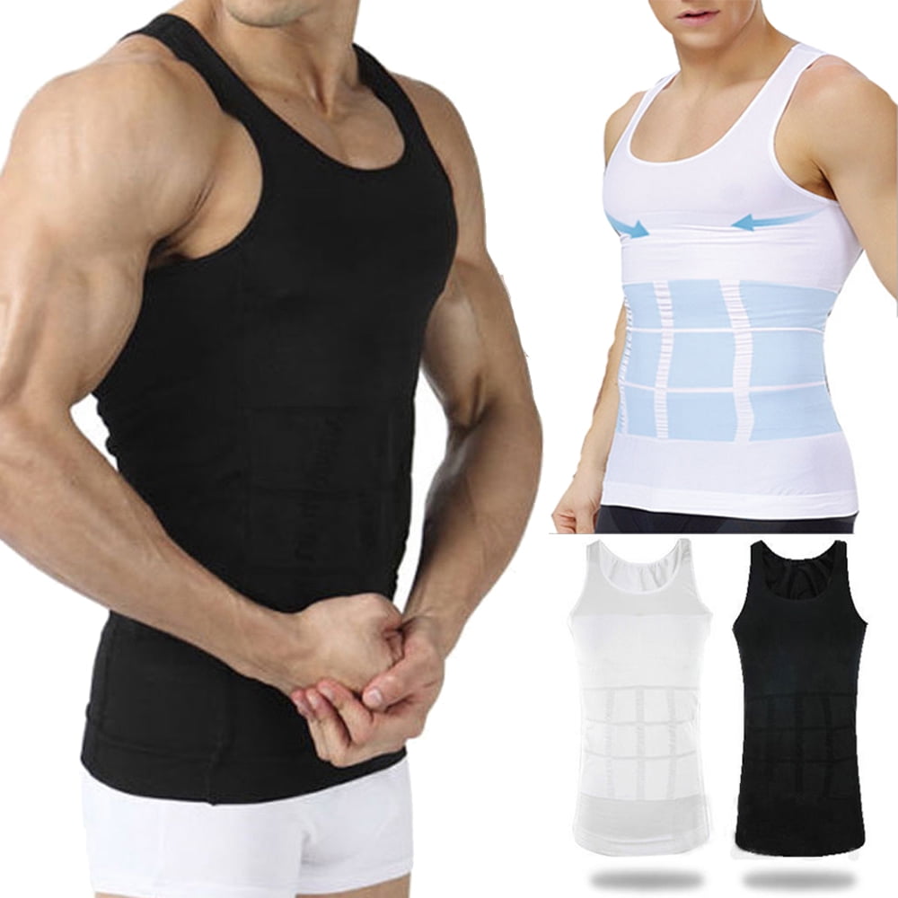 SLIMBELLE Mens Compression Shirts Body Shaper Slimming Vest Elastic Slim  Muscle Tank Shapewear Underwear 