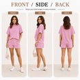 thumbnail image 5 of Carlikeit Casual Summer Matching Set for Women, Ribbed Short Sleeve Top and Shorts Outfit with Pockets, Loose Fit Cruise and Vacation Lounge Set, 5 of 6