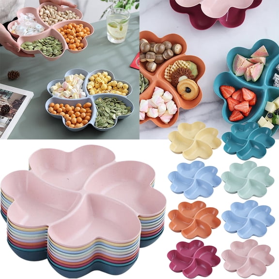 Plastic Serving Tray, Segmented Candy Box & Nut Box, Dried Fruit Snack Box for Living Room, Household Fruit Organizer Container, Purple