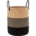 thumbnail image 1 of Cesto de cuerda tejida con asas para lavandería, multiusos, cesto para ropa sucia, canasta organizadora (Beige y negro), 1 of 4