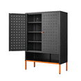 thumbnail image 4 of Tcbosik 5-Tier Shoe Cabinet with Doors, Metal Shoe Rack with Adjustable Shelves, Farmhouse Shoe Storage Organizer for Entryway, Closet, Living Room, Black, 4 of 8
