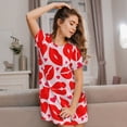 thumbnail image 3 of Naloa Lips Kiss Print Women Nightgowns,Womens Loungewear,Short Sleeve Sleepwear,Comfy Ladies Nightdress, 3 of 6