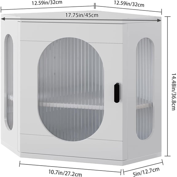 Corner Bread Box Solid Wood Double Layer Adjustable Large Capacity Farmhouse Vintage Kitchen Countertop Organizer with Acrylic Window White
