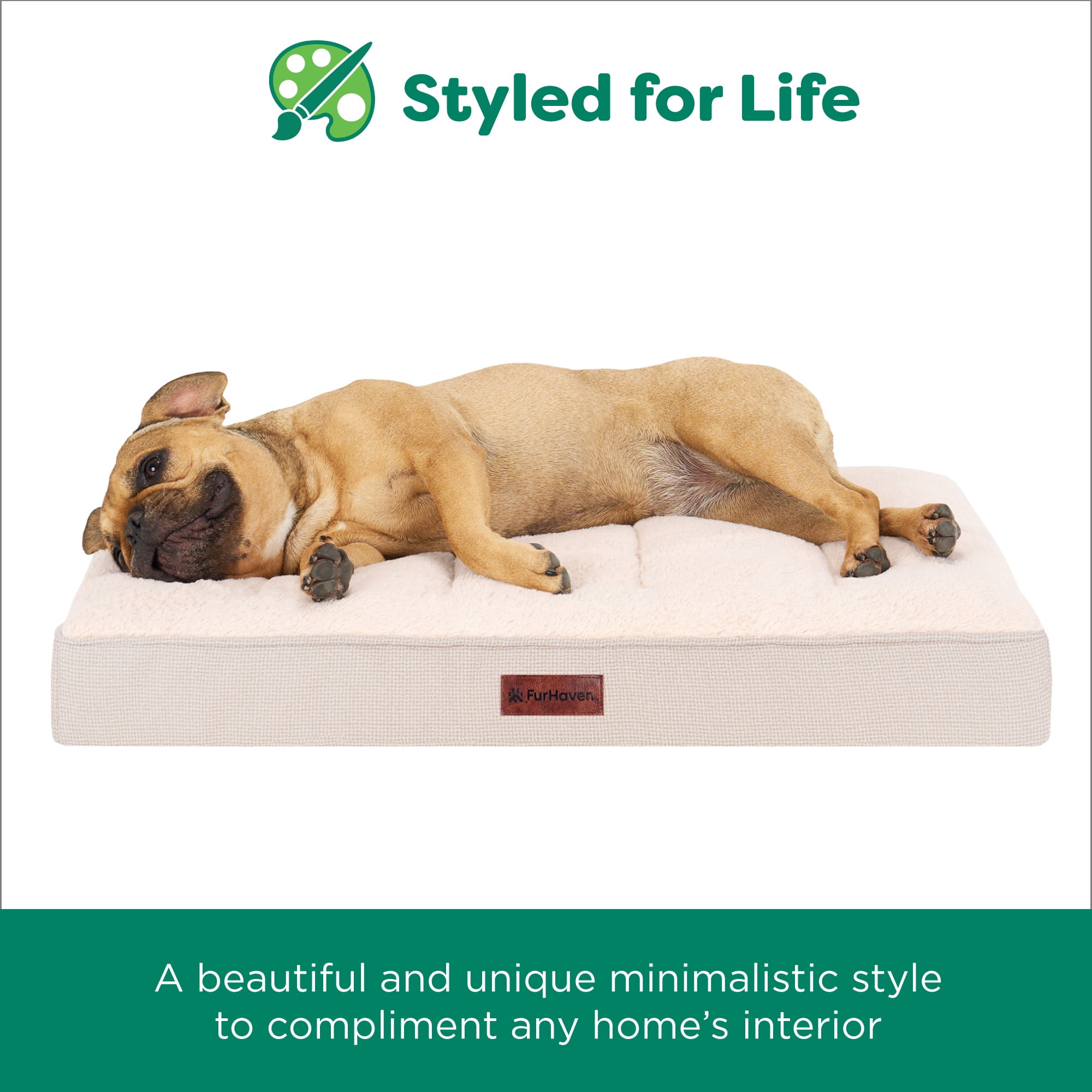 FurHaven Plush & Decorator Check Tuft-Top Orthopedic Mattress Pet Bed for Dogs and Cats - Wheat, Jumbo