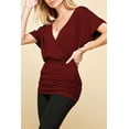thumbnail image 5 of Made by Johnny Women's V Neck Short Sleeve Wrap Front Drape Dolman Top XXXL WINE, 5 of 6