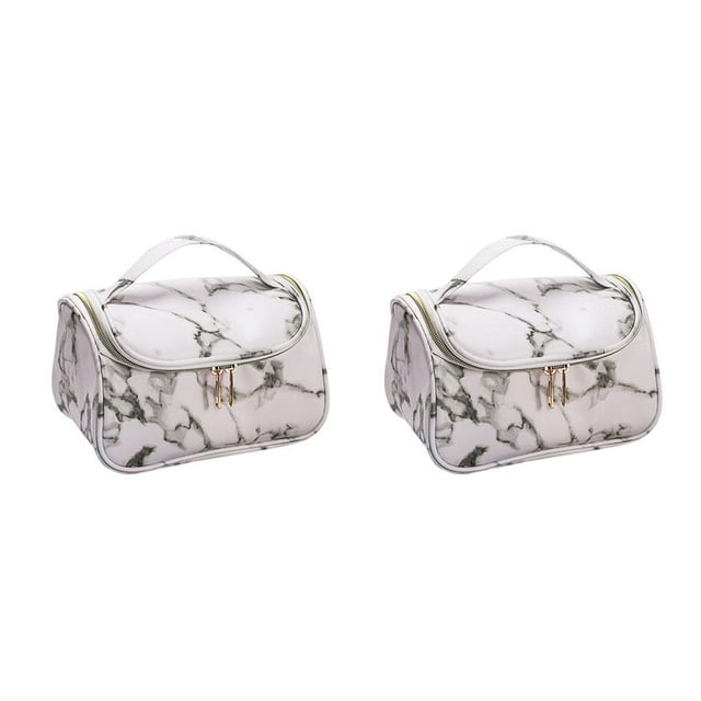 QualitChoice Pattern Cosmetic Bag Convenient Women Storage Handbag Carrying Pouch Holding Container Travel Makeup Organizer Type 2 2Set