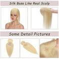 thumbnail image 6 of MY-LADY Hair Toppers for Women Real Human Hair with Bangs 3 Clip In Remy Topper Hairpiece for Thin Hair Natural Looking Hair Extensions 10inch #60 Platinum Blonde, 6 of 8