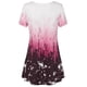 thumbnail image 4 of Camiseta de mujer Blusa informal con estampado degradado Vestido suelto con cuello en V, Rojo, XL Methold AP001902-28, 4 of 5