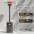 thumbnail image 5 of Patio Heaters for Outdoor Use, Propane Heaters w/ 12' Heating Radius, 50000 BTU Heavy Duty Heater w/ Overheating Protection System, Stainless Steel Flame Heater w/ Wheels, Sliver, 5 of 10