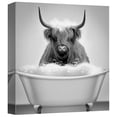 thumbnail image 2 of PixonSign Framed Canvas Wall Art Shetland Cow in Bathtub Black & White Print Funny Animal Bathroom Fine Art Whimsical Expressive Artwork for Home Decor -, 2 of 5