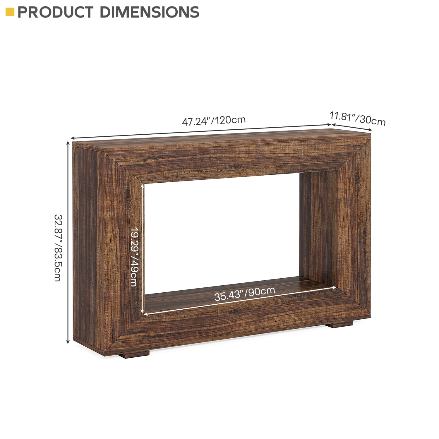 Demi Bonn 47" Farmhouse Console Table, Modern Living Room Sofa Table with Storage, Contemporary Entryway Hall Table, Foyer Display Table, Rustic Brown