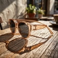 thumbnail image 3 of Big Round Sunglasses Men Women Oversized Blue Tinted Lens Frame UV Protection Transparent Champagne Shades for Travel Driving Outdoor, 3 of 6
