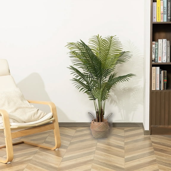 SUSUZI Artificial Palm Tree Decorative Plants, Fake Plants Indoor Tree Home Decor, 4 ft Tall Fake Tree for Livingroom Office
