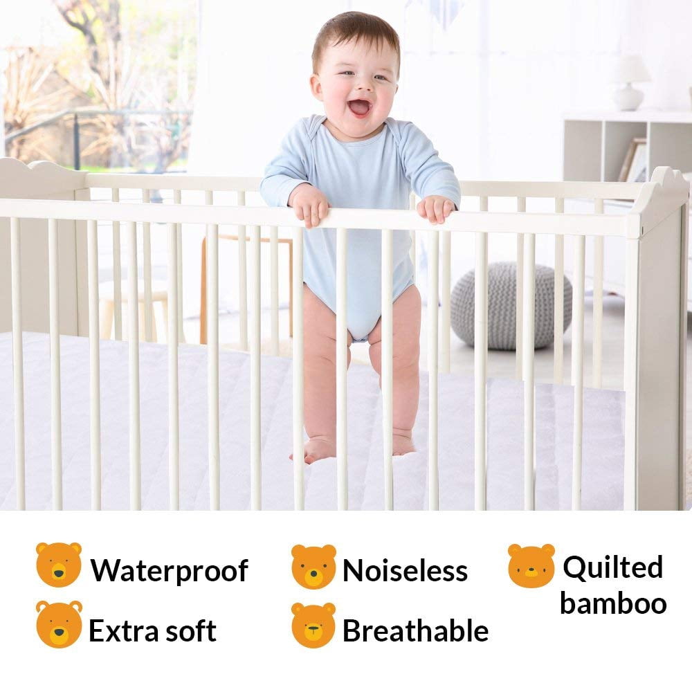 Mattress Protector  28"x49" Waterproof Noiseless Ultra Soft Viscose Made From With Quilted Terry Cotton Top White Fitted Sheet Style Cover