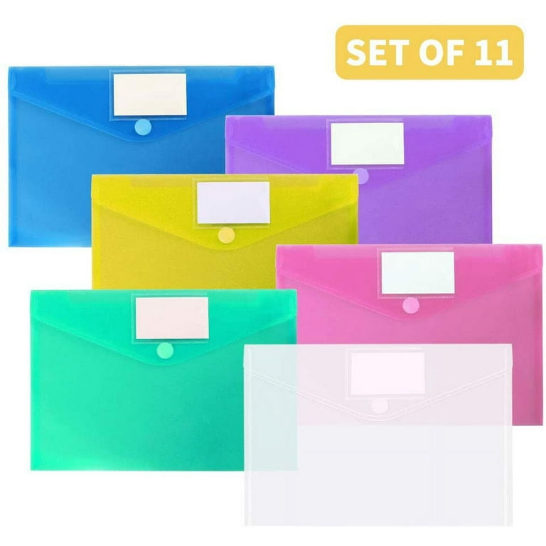10 Pack Plastic Envelope with Snap Closure/Poly Envelopes,TFDLCG zm Clear  Document Folders,A4 Letter Size(13×9.5) for School Home Work