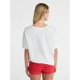 thumbnail image 3 of No Boundaries Sleepwear Cotton Tee and Boxer Shorts Set, 2-Piece, Women’s, 3 of 5