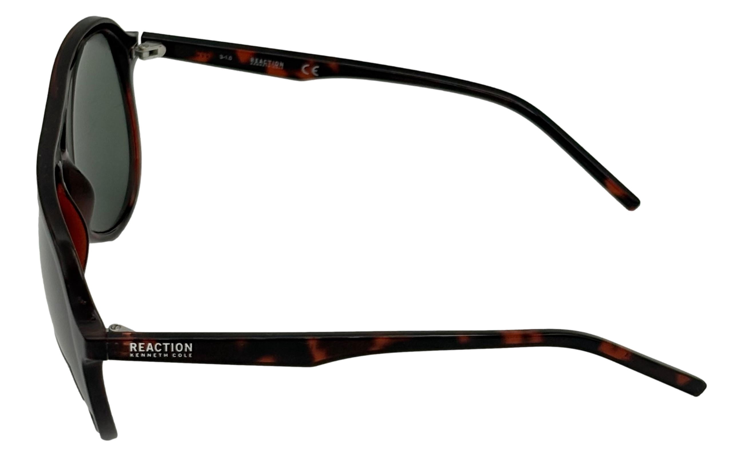 Kenneth Cole Reaction Mens Sunglass Dark Havana Plastic Aviator, KC1383. 52B