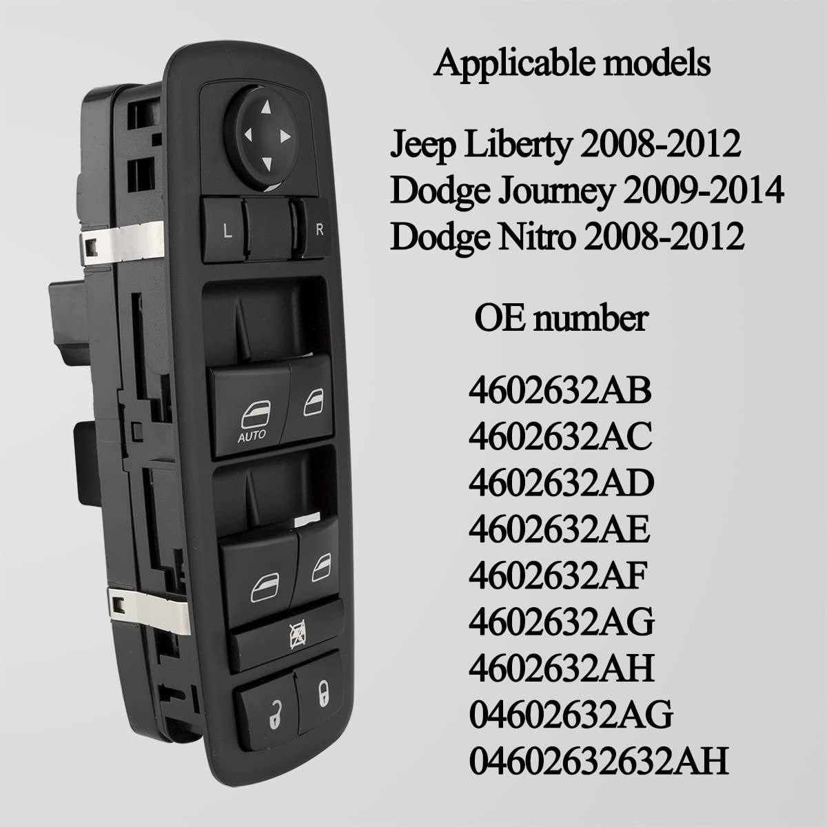 Kible Master Window Switch For 2012-2015 Dodge Grand Caravan – Driver Side, Auto