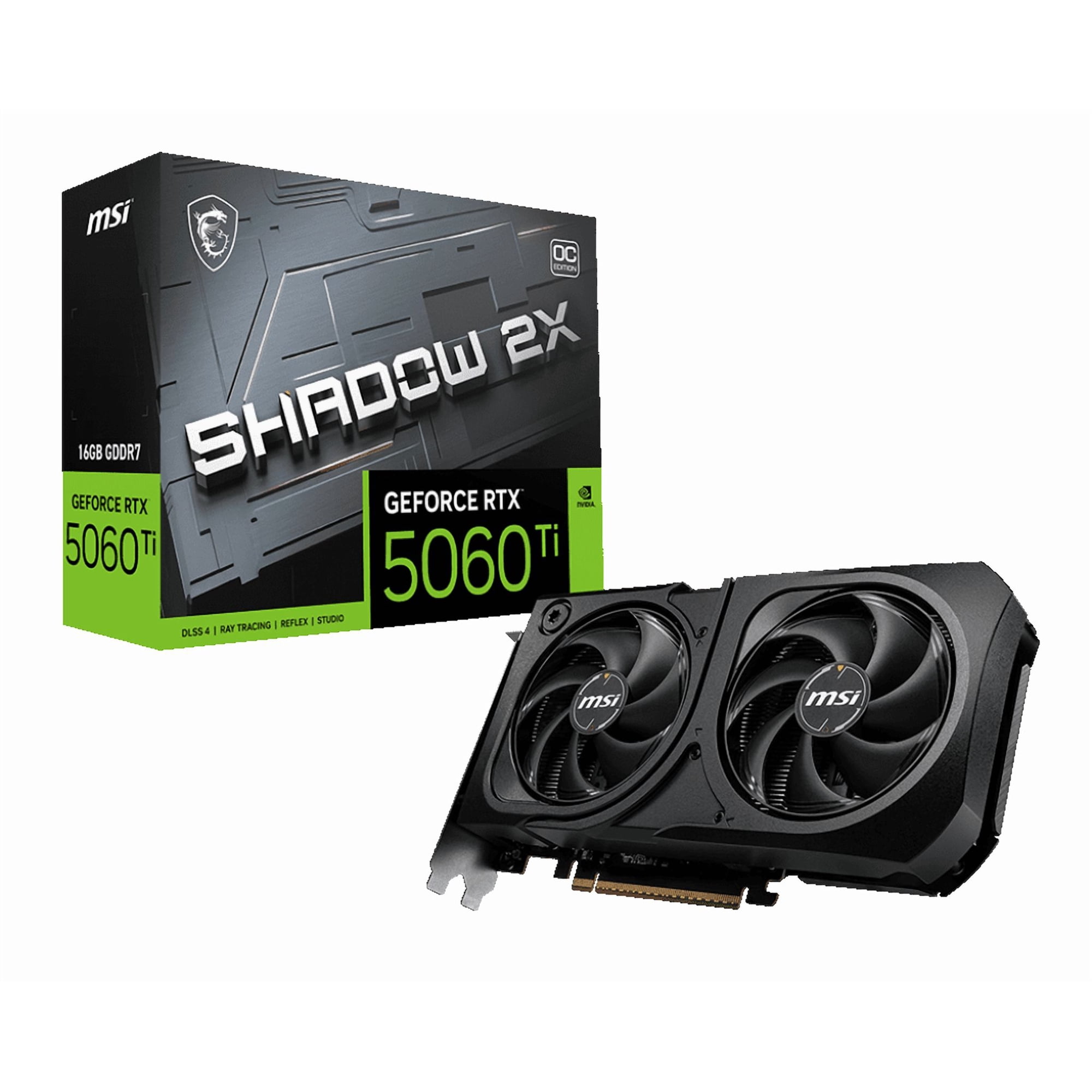 MSI SHADOW GeForce RTX 5060 Ti 16GB GDDR7 PCI Express 5.0 Graphics Card RTX 5060 Ti 16G SHADOW 2X OC PLUS